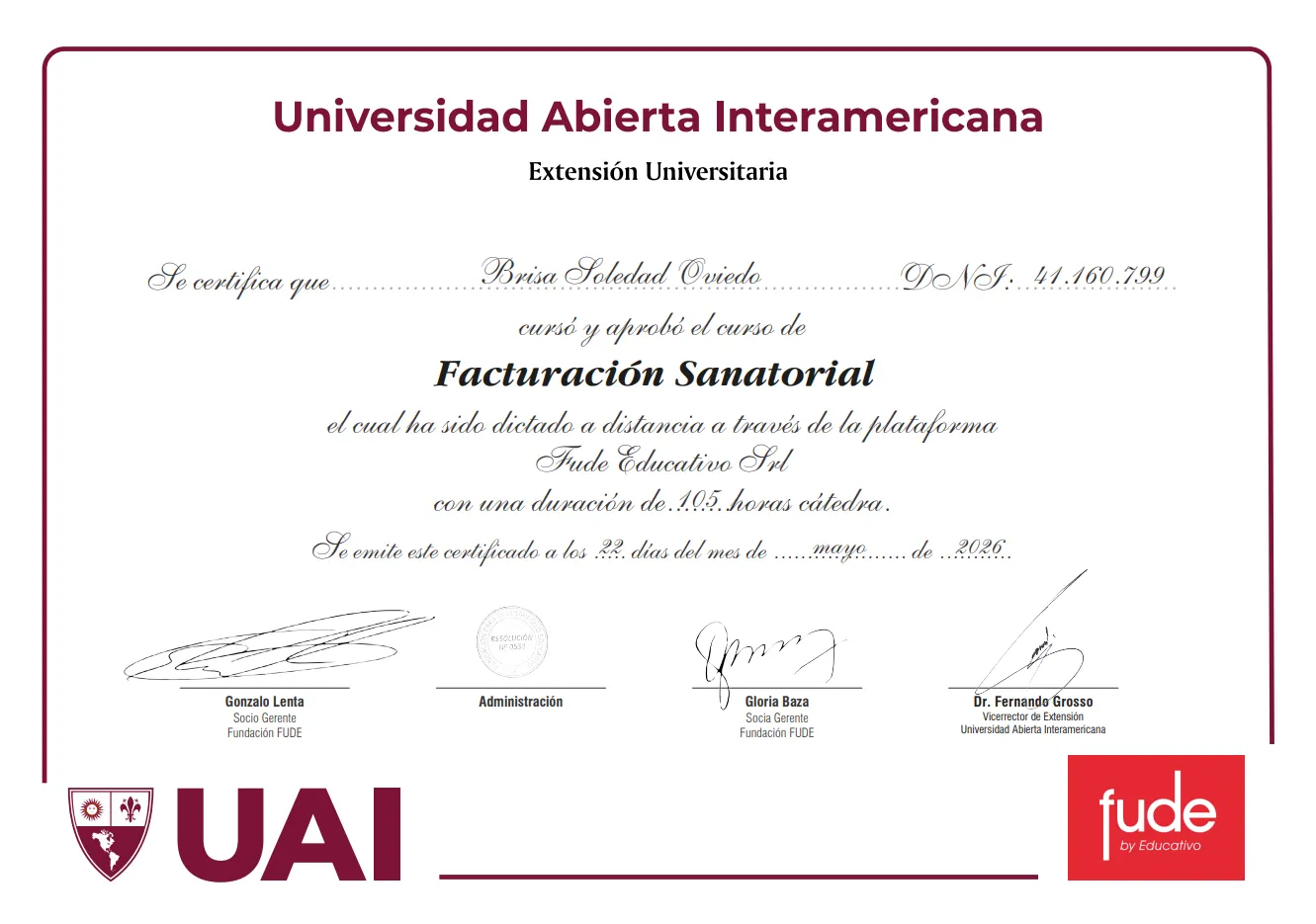 Certificado UAI